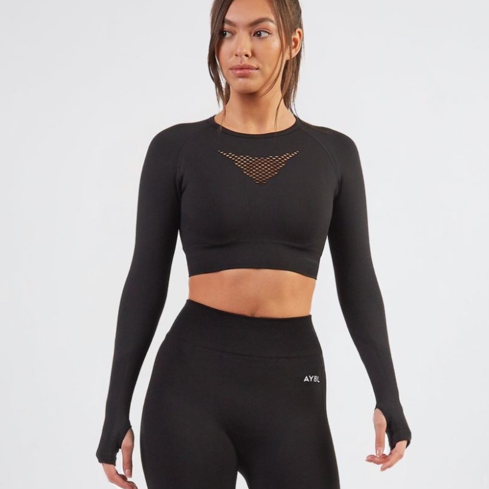 AYBL Black Long Sleeve Crop Top